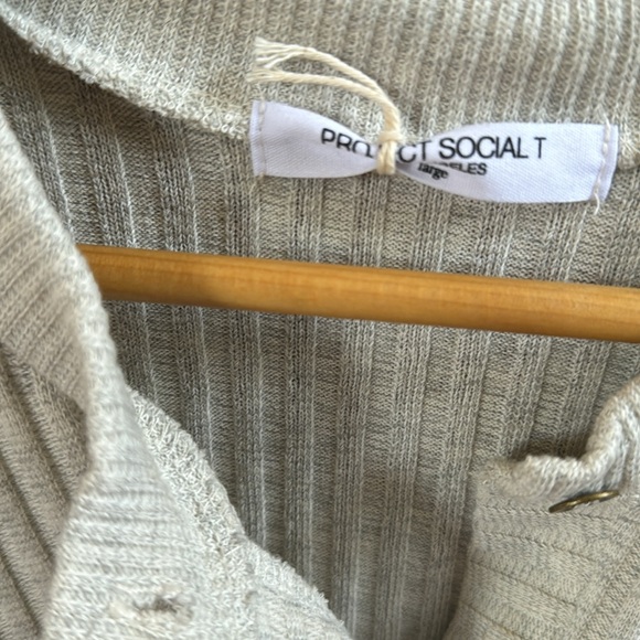 Project Social T  Como Button Front Fitted Sweater Rib Tee - Ash - Picture 4 of 5